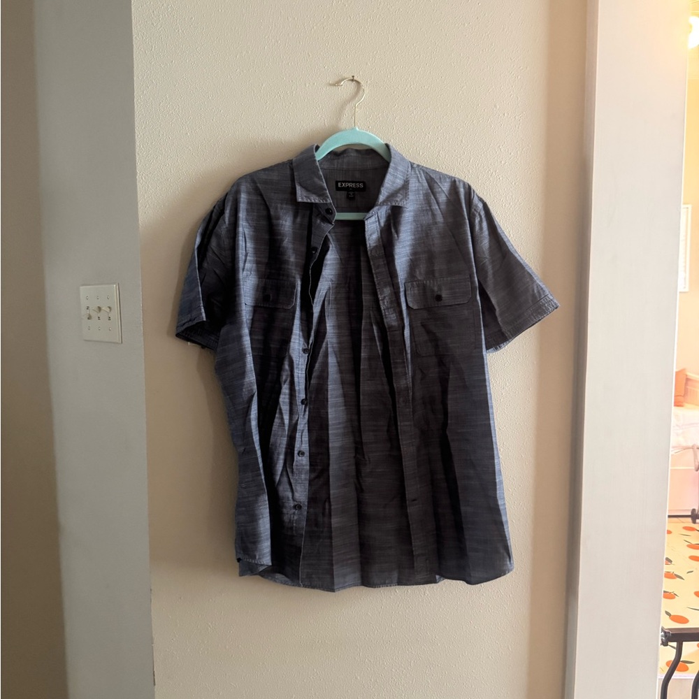 Express Gray Men's Casual Button Down Shirt